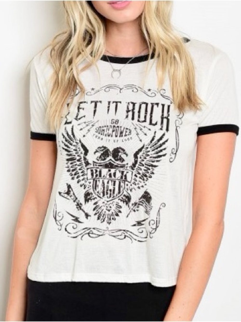 Let It Rock Ringer Tee - White/Black